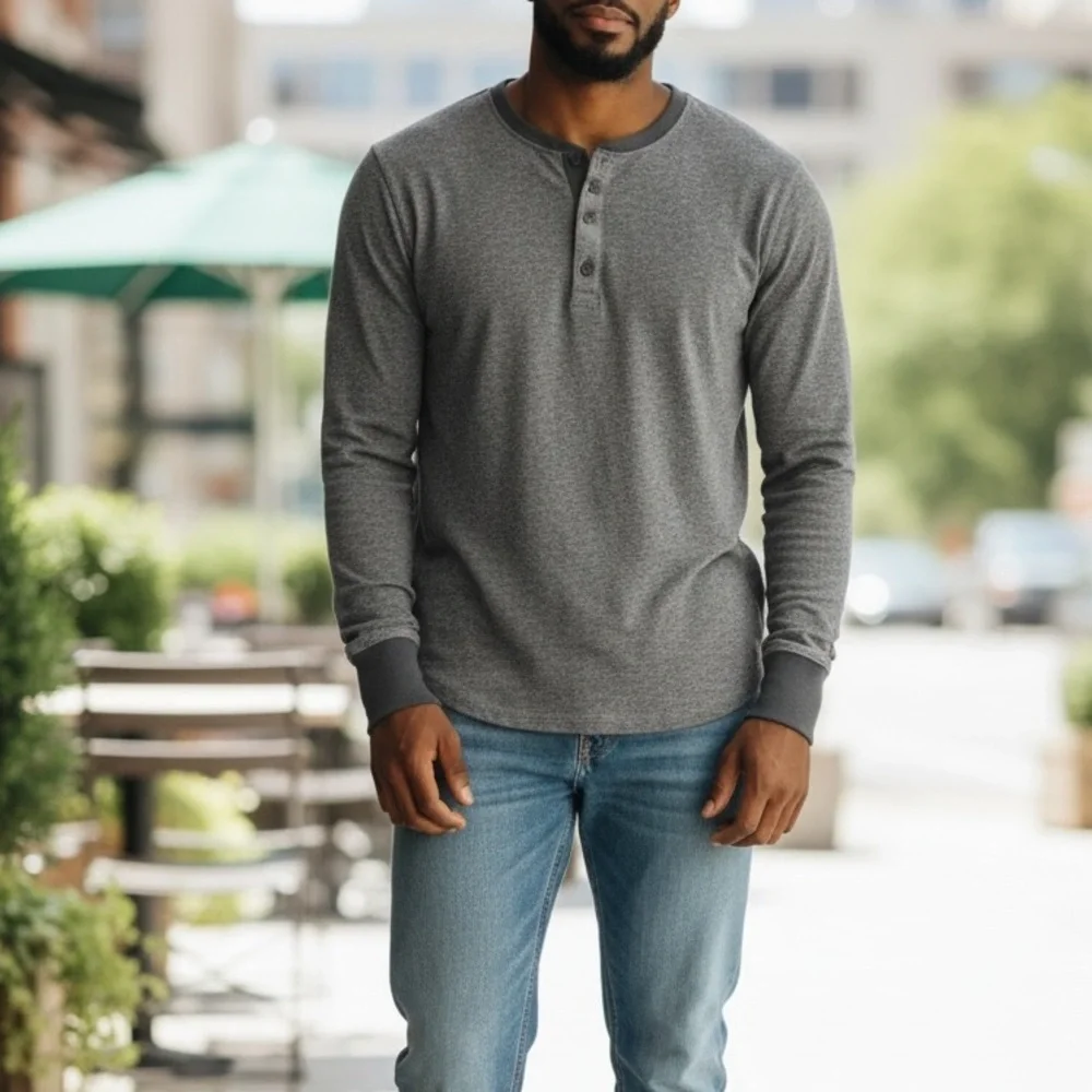 Banana Republic Heritage Collection Grey Thermal Henley Size Small